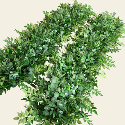 Artificial Flower Row Green Plant Leaf Wreath Table Flowers Strip Runn
