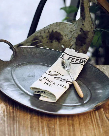 Antique-Inspired European Wrought Iron Serving Tray with Elegant Handles