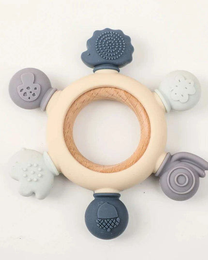Eco-Friendly Handmade Crochet Baby Rattle with Wooden Teether