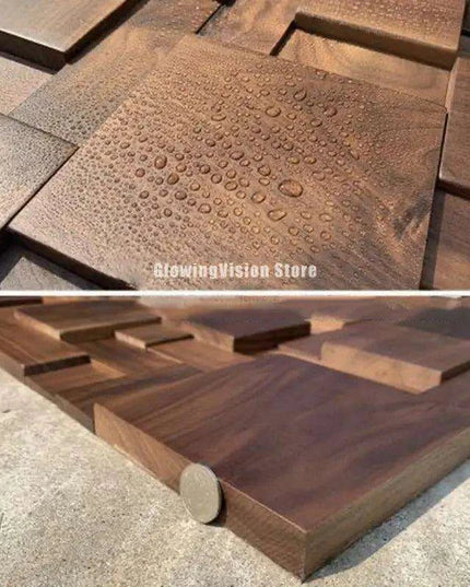 Nordic Black Walnut 3D Decorative Wall Mosaic - Stylish Wood Art for Home and Office Spaces