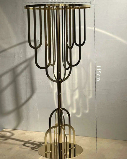 Elegant Gold Floral Display Set with Arch Tree Stand for Weddings