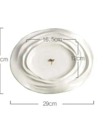 Unique Artisan Ceramic Plate - Irregular Design for Serving Pasta, Steak, Sushi, and Desserts - Elegant Solid Color Tableware