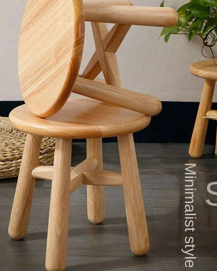 Rustic Kids' Round Wooden Bench - Stylish Multi-Use Stool for Home Decor
