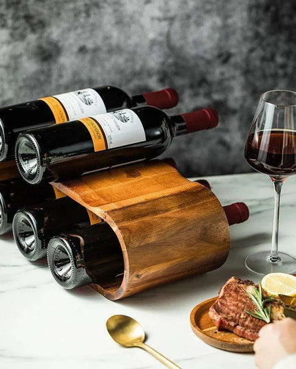 Chic Acacia Wood Wine Rack for a Stylish Home Bar and Kitchen