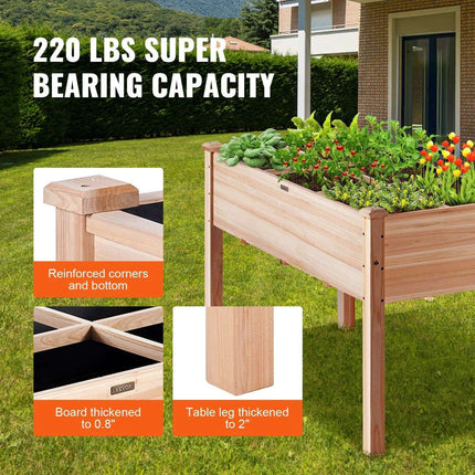Premium Elevated Fir Wood Garden Planter with Superior Drainage System