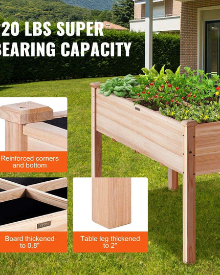 Premium Elevated Fir Wood Garden Planter with Superior Drainage System