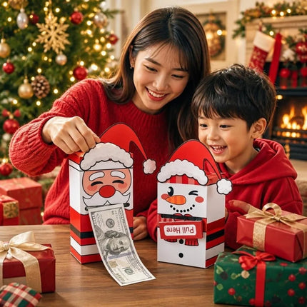 Christmas Money Pull Gift Boxes, Santa & Snowman, Set of 2