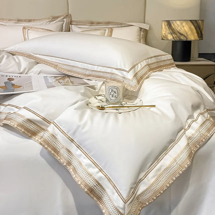 LZA Home 1000TC Egyptian Cotton Luxury Bedding Set with Gold Embroider