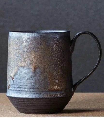 Nordic Charm Ceramic Coffee Mug with Hanging Ear and Gilt Couple Design