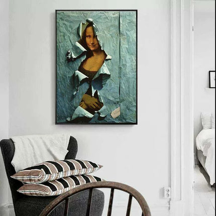 Vibrant Blue Mona Lisa Twist Canvas Art - Unique Wall Decor Upgrade