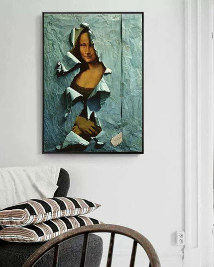 Vibrant Blue Mona Lisa Twist Canvas Art - Unique Wall Decor Upgrade