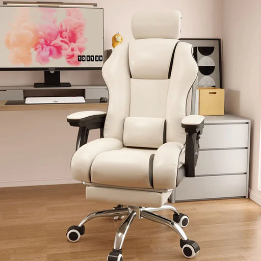 Pink Executive Gaming Chair with Rolling Massage Feature