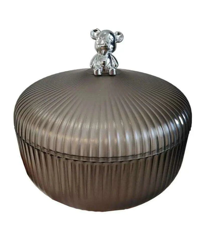 Chic Bear Design Plastic Snack Storage Tray with Dustproof Lid for Nuts, Fruits, and Candies - Spacious Kitchen Organizer