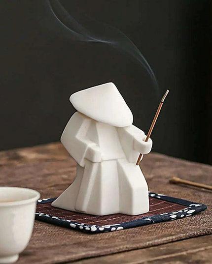 Elegant Samurai Porcelain Incense Holder - Unique Artistic Censer for Home Serenity