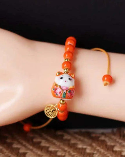 Lucky Cat Beaded Bracelet - Adjustable Harajuku Fashion Statement for Trendy Girls