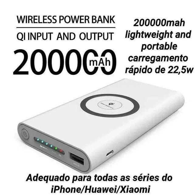 Ultra-High Capacity 200000mAh Wireless Charging Power Bank with Type-C Port