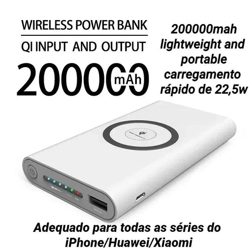 Ultra-High Capacity 200000mAh Wireless Charging Power Bank with Type-C Port