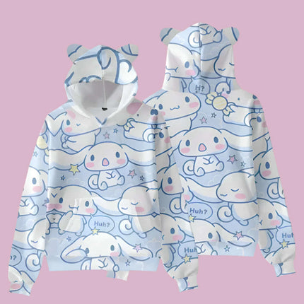 Adorable Cinnamoroll Cat-Eared Hoodie for Girls - Charming Sanrio Character Sweatshirt