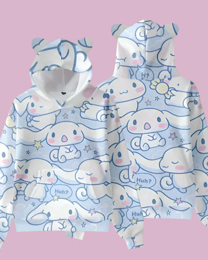 Adorable Cinnamoroll Cat-Eared Hoodie for Girls - Charming Sanrio Character Sweatshirt