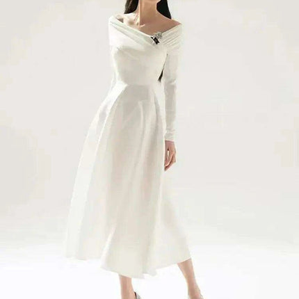 Stylish Sleeveless High Waist Evening Dress with Boat Neck for Women