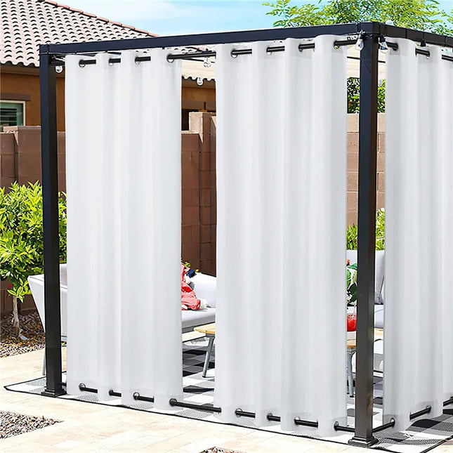 Outdoor Patio Top Bottom Punching Waterproof Curtain Drapes Blackout Thermal Insulated Privacy Curtain for Gazebo Porch Garden outdoor-patio-top-bottom-punching-waterproof-curtain-drapes-blackout-thermal-insulated-privacy-curtain-for-gazebo-porch-garden-1