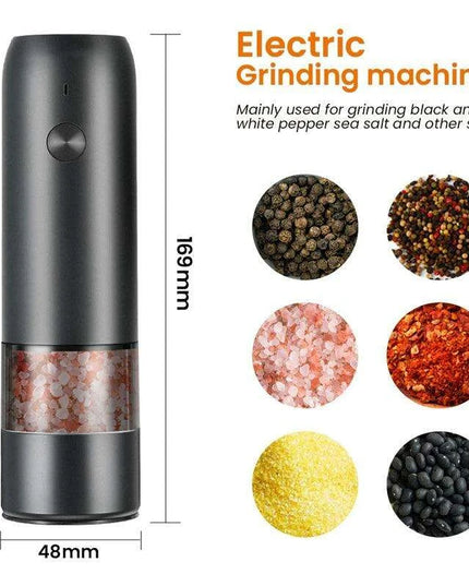 Sleek Rechargeable Electric Pepper Grinder with Adjustable Grinding Levels and Built-in LED Light