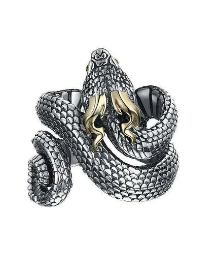 Fierce Vintage Gothic Serpent Wrap Ring - Unique Punk Animal Statement Jewelry