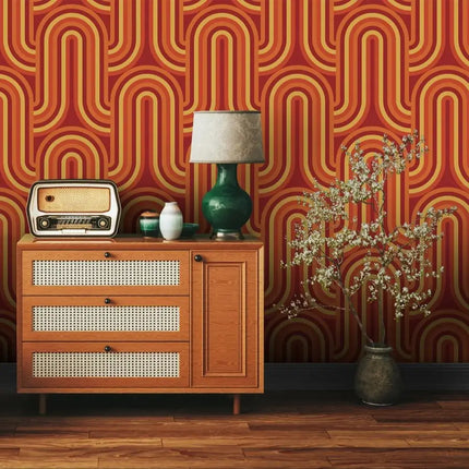 70s Retro Peel and Stick Wallpaper – Vintage Mid-Century Modern