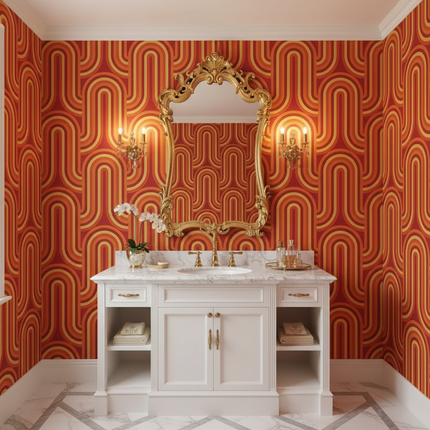 70s Retro Peel and Stick Wallpaper – Vintage Mid-Century Modern