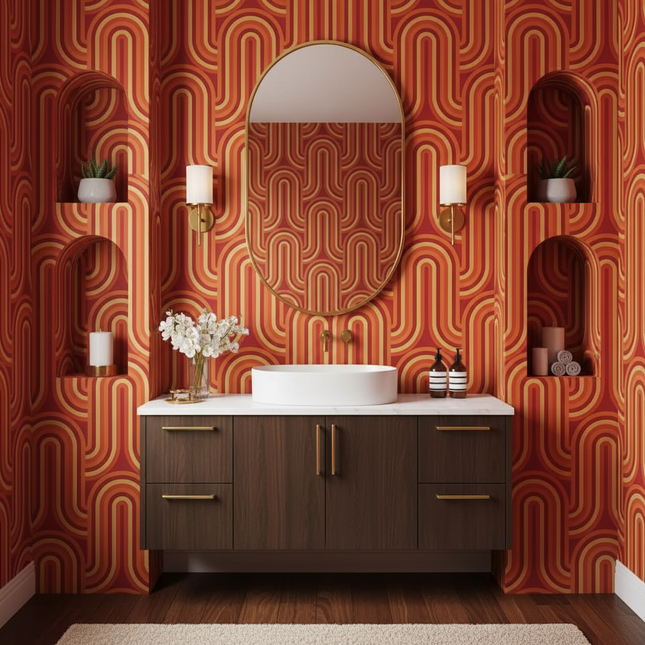 WallWonders 70s Retro Peel and Stick Wallpaper - Vintage Mid-Century D