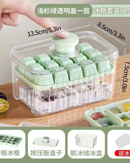 30-Grid Push-Button Ice Cube Tray - BPA-Free Lidded Mold for Quick Ice Release