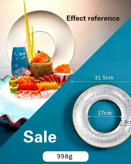 Japanese Elegance Circular Serving Tray - Sophisticated Sushi Display for Luxurious Dining