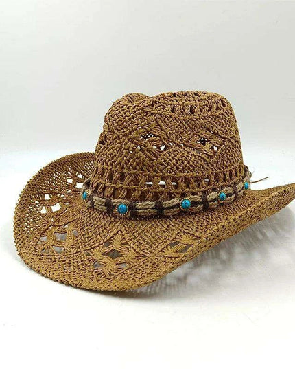 Handcrafted Unisex Denim Straw Cowboy Hat for Ultimate Summer Sun Protection