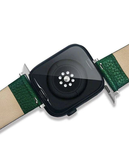 Crimson Glitter Leather Apple Watch Band - Luxe Sparkle Strap