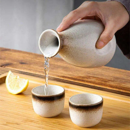 Refined Japanese Ceramic Sake Set for Elegant Beverage Serving