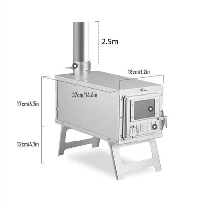 Compact Ultralight Stainless Steel Outdoor Wood Stove with Advanced Smoke Control System