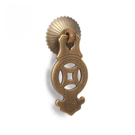 4 Pieces Chinese Style Brass Drawer Cupboard Door Knobs Coin Pendant P