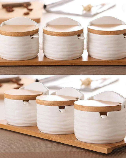 Elegant Ceramic Spice Jar Set - Chic Storage Solutions for Culinary Enthusiasts