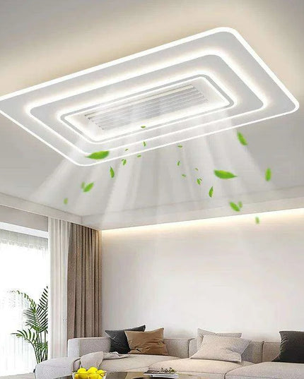 Sleek Bladeless Ceiling Fan with Integrated LED Lighting and Remote Control - Stylish Home Enhancement Solution
