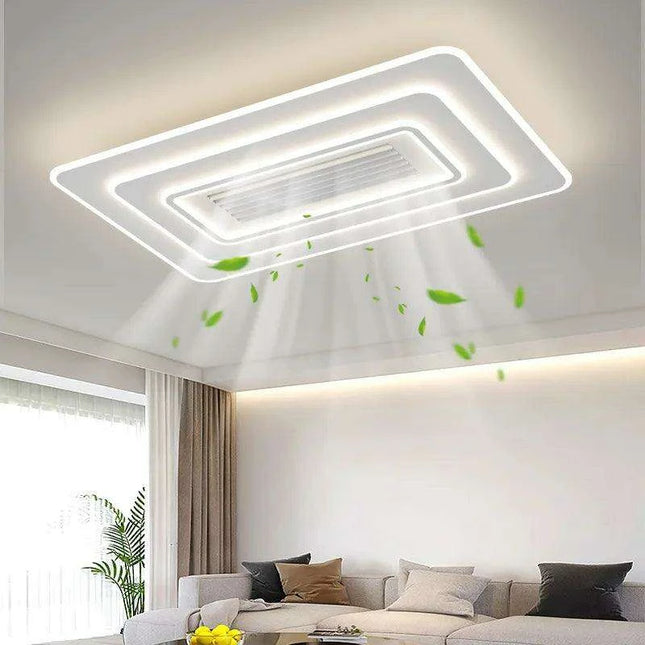 Sleek Bladeless Ceiling Fan with Integrated LED Lighting and Remote Control - Stylish Home Enhancement Solution