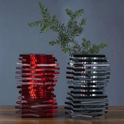 Sophisticated Geometric Crystal Glass Vase Set for Stylish Floral Arrangements