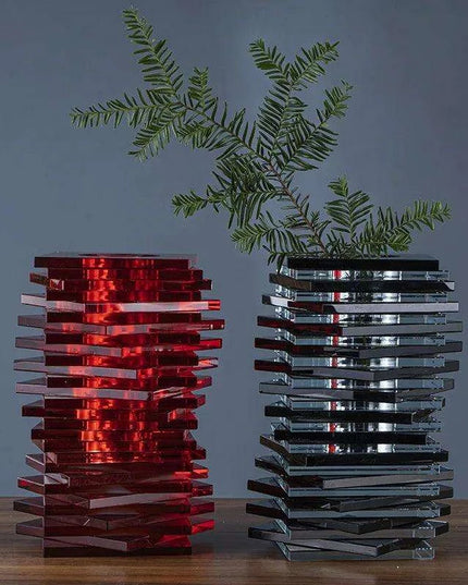 Sophisticated Geometric Crystal Glass Vase Set for Stylish Floral Arrangements