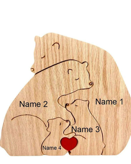 Customizable Bear Family Wooden Puzzle - A Unique Keepsake to Celebrate Family Love