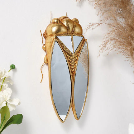 Romantic Party Golden Cicada Mirror Surface Insect Pendant Wall Decor