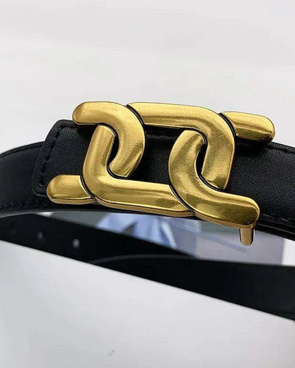 Chic Women's Leather Waist Belt with Modern Buckle Design | Fashionable Korean Trend