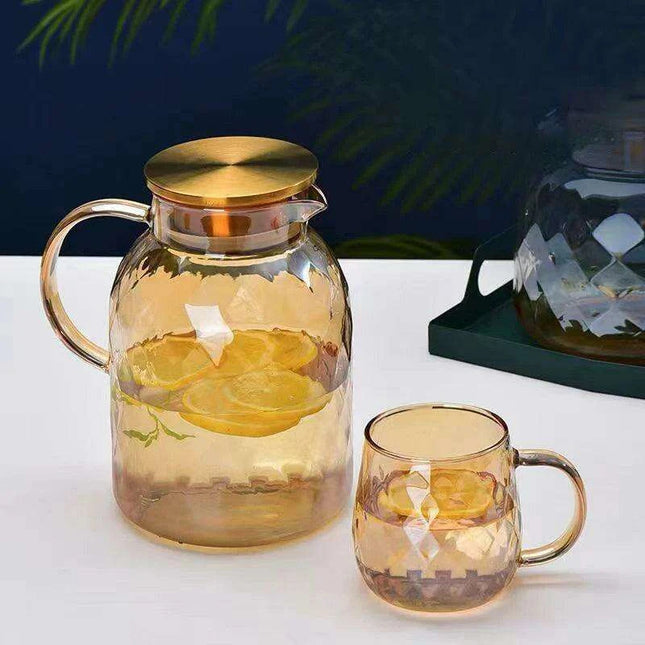 Amber Elegance: Stunning Glass Teapot with Yixing Clay Kettle and Built-in Strainer
