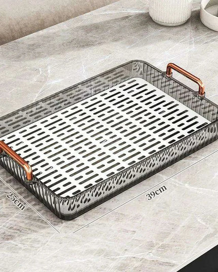 Elegant Multi-Purpose Plastic Tea Serving Tray with Handles for Home and Dining Use