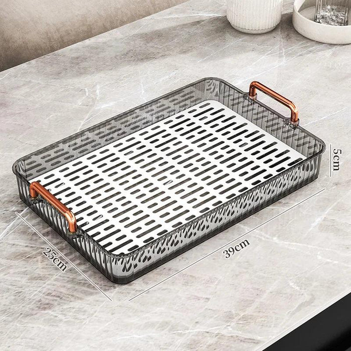 Elegant Multi-Purpose Plastic Tea Serving Tray with Handles for Home and Dining Use