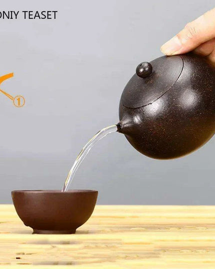 Handcrafted Authentic Purple Clay Teapot with Unique Filtering System