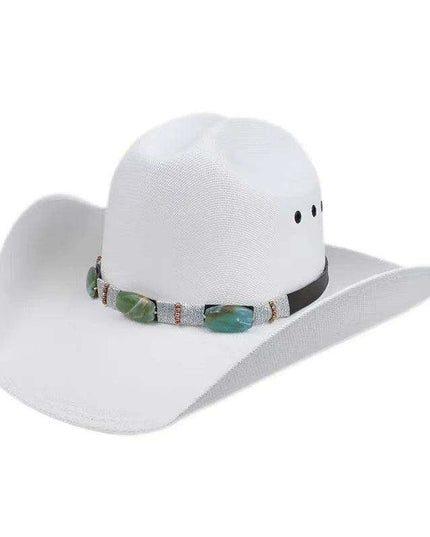 Classic Waterproof Cowboy Hat with Unique Cowhead Detail - Trendy Straw Sun Protection Accessory